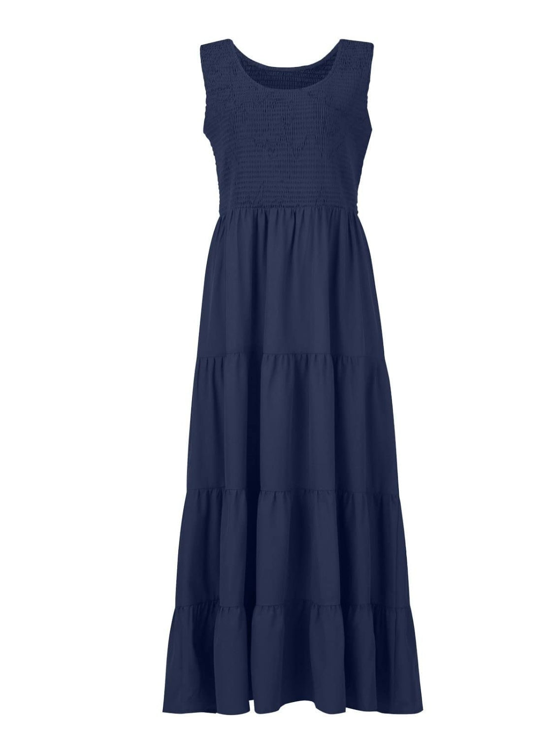 Tiered Smocked Wide Strap Dress - felvior