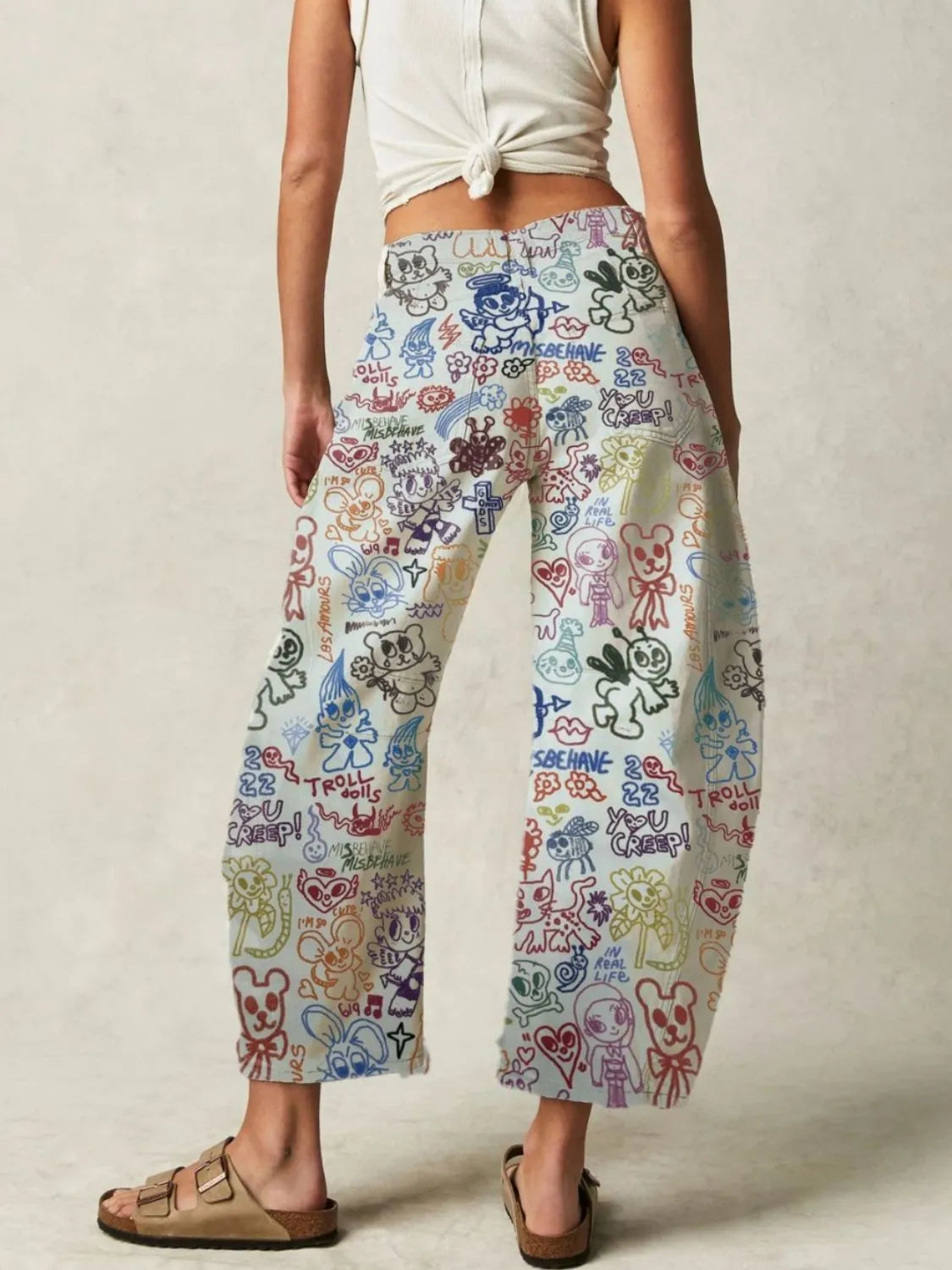 Printed Wide Leg Jeans - felvior