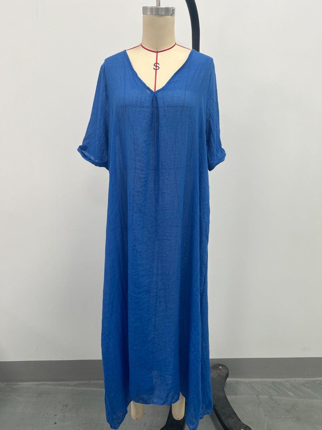 Full Size V-Neck Short Sleeve Midi Dress Plus Size