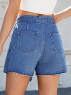 Frayed Hem Asymmetrical Denim Skort