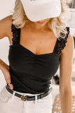 Lace Detail Wide Strap Tank - felvior