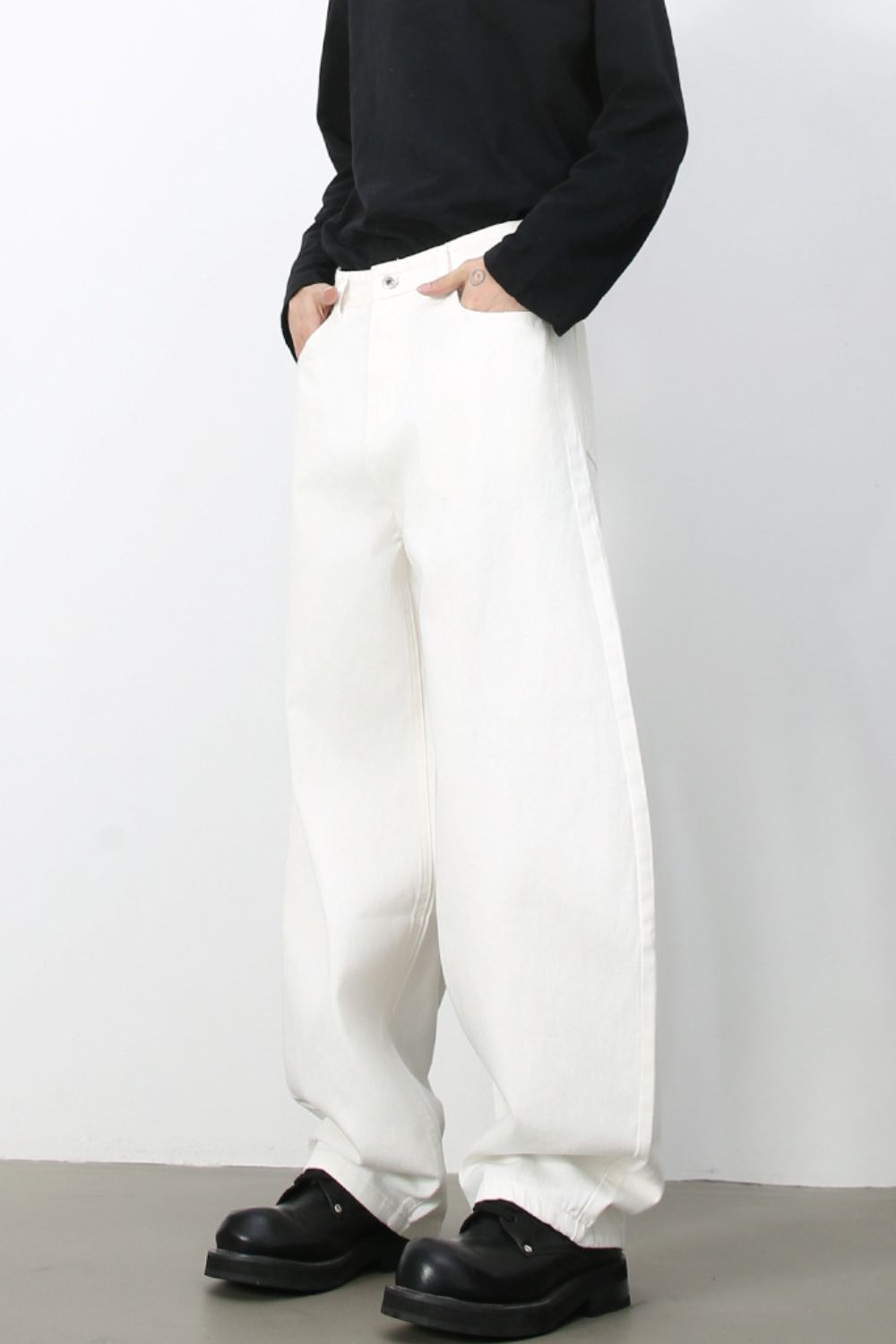 Men's High Rise Wide Leg Jeans - felvior