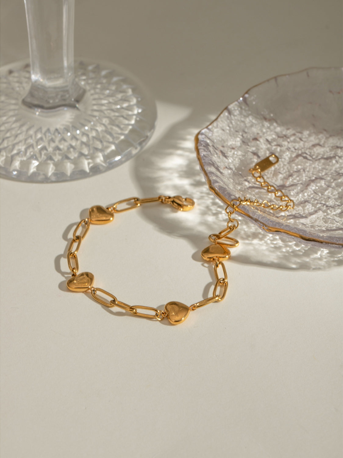 18K Gold-Plated Stainless Steel Heart Bracelet - felvior