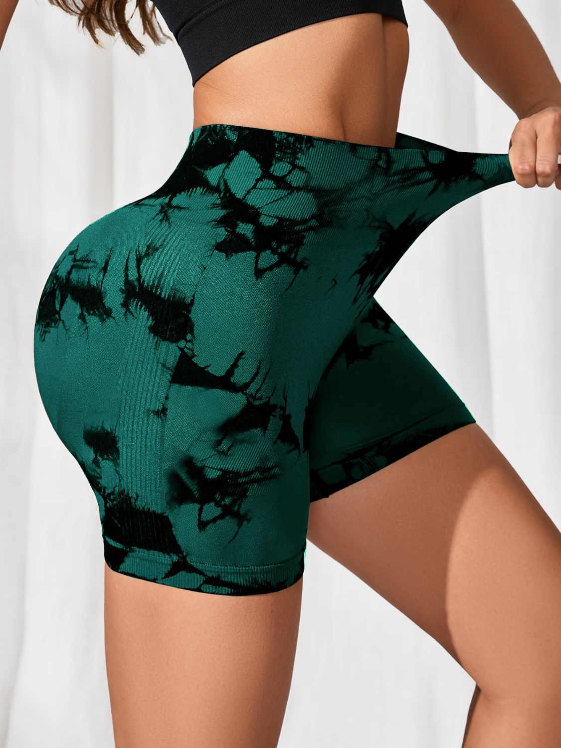 Tie-Dye High Waist Active Shorts - felvior