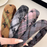 Bow Plaid Polyester Hair Headband - felvior
