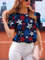Star Round Neck Puff Sleeve Top
