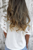 Hollow Out Embroidered Short Sleeve Round Neck Top - felvior