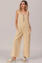 BiBi Washed Denim Buttoned Overall Jumpsuit