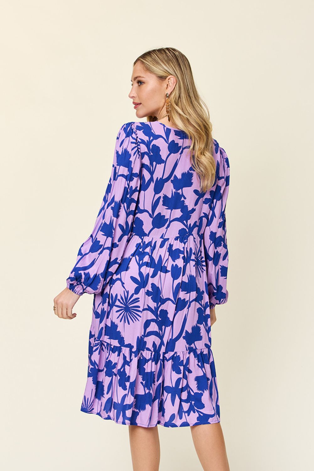 Double Take Full Size Printed Ruffle Hem Dress with Pocket - felvior