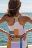 Color Block Spaghetti Strap Two-Piece Swim Set - felvior