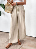Perfee Drawstring Wide Leg Pants - felvior
