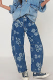 Flower Print Wide Leg Jeans - felvior