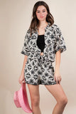VERY J Plus Size Tropical Printed Shirt Top & Shorts Set - felvior