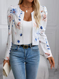 Printed Zip Up Long Sleeve Jacket - felvior