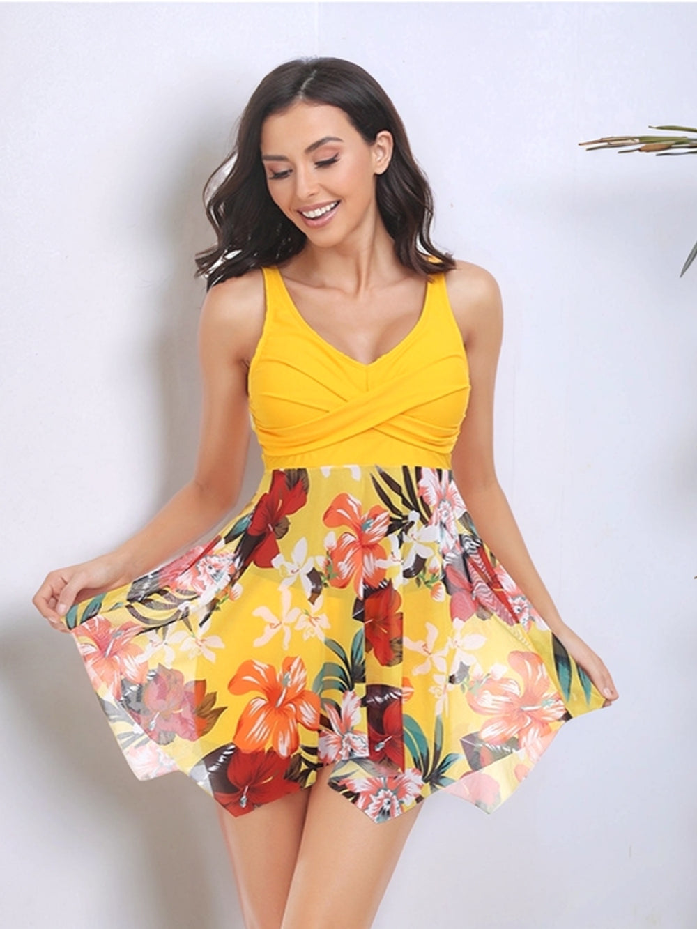 Printed Wide Strap Two-Piece Swim Set - felvior