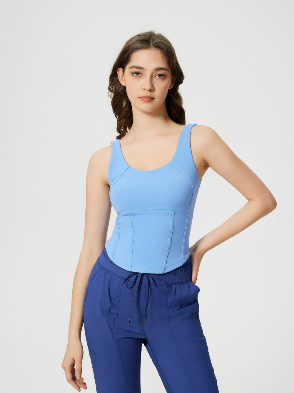 Millennia Round Neck Wide Strap Active Tank with Detachable Chest Pads