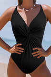 Twisted Crisscross V-Neck One-Piece Swimwear - felvior