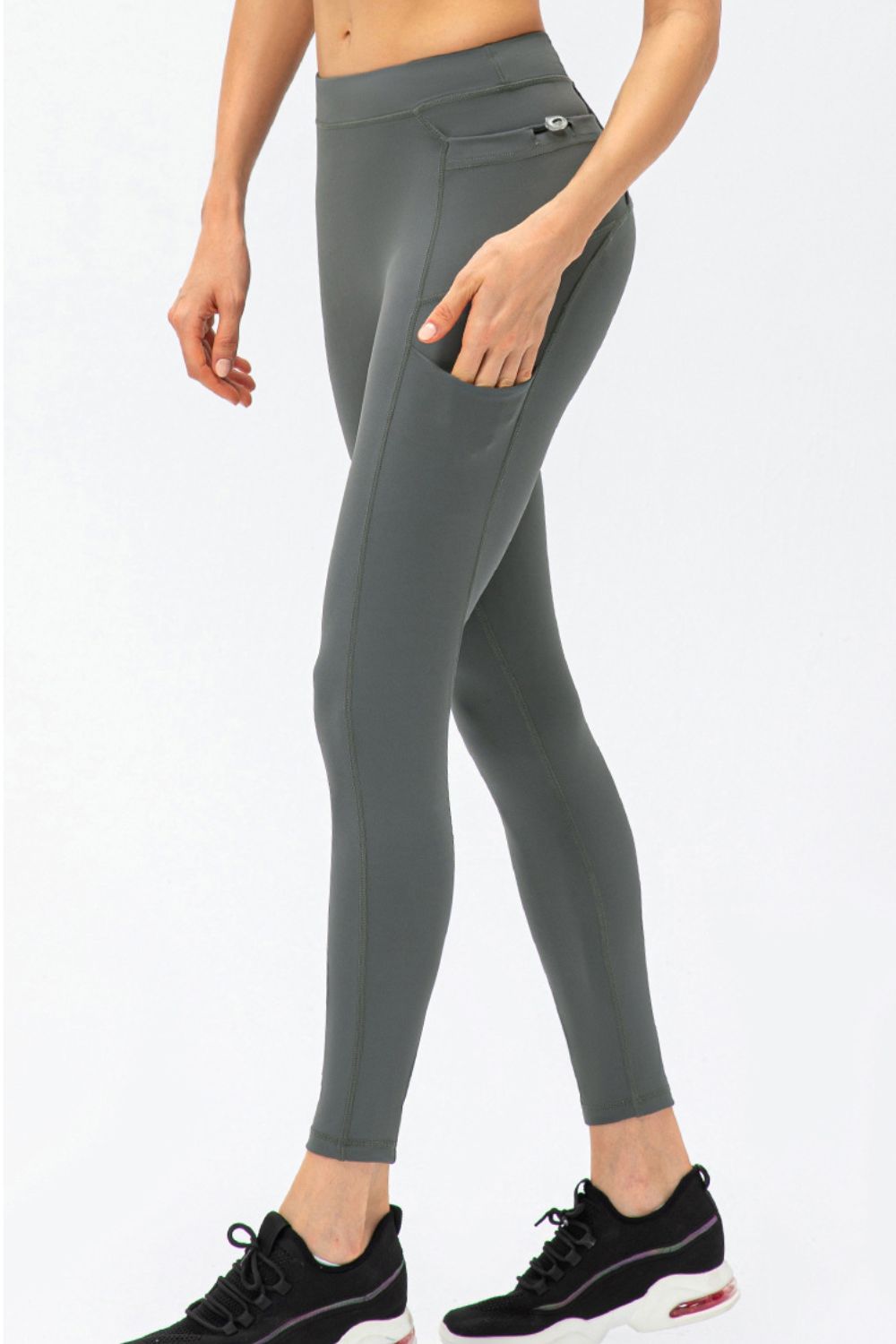 Full Size Slim Fit High Waist Long Sports Pants with Pockets - felvior
