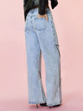 Studded Star Straight Jeans with Pockets - felvior