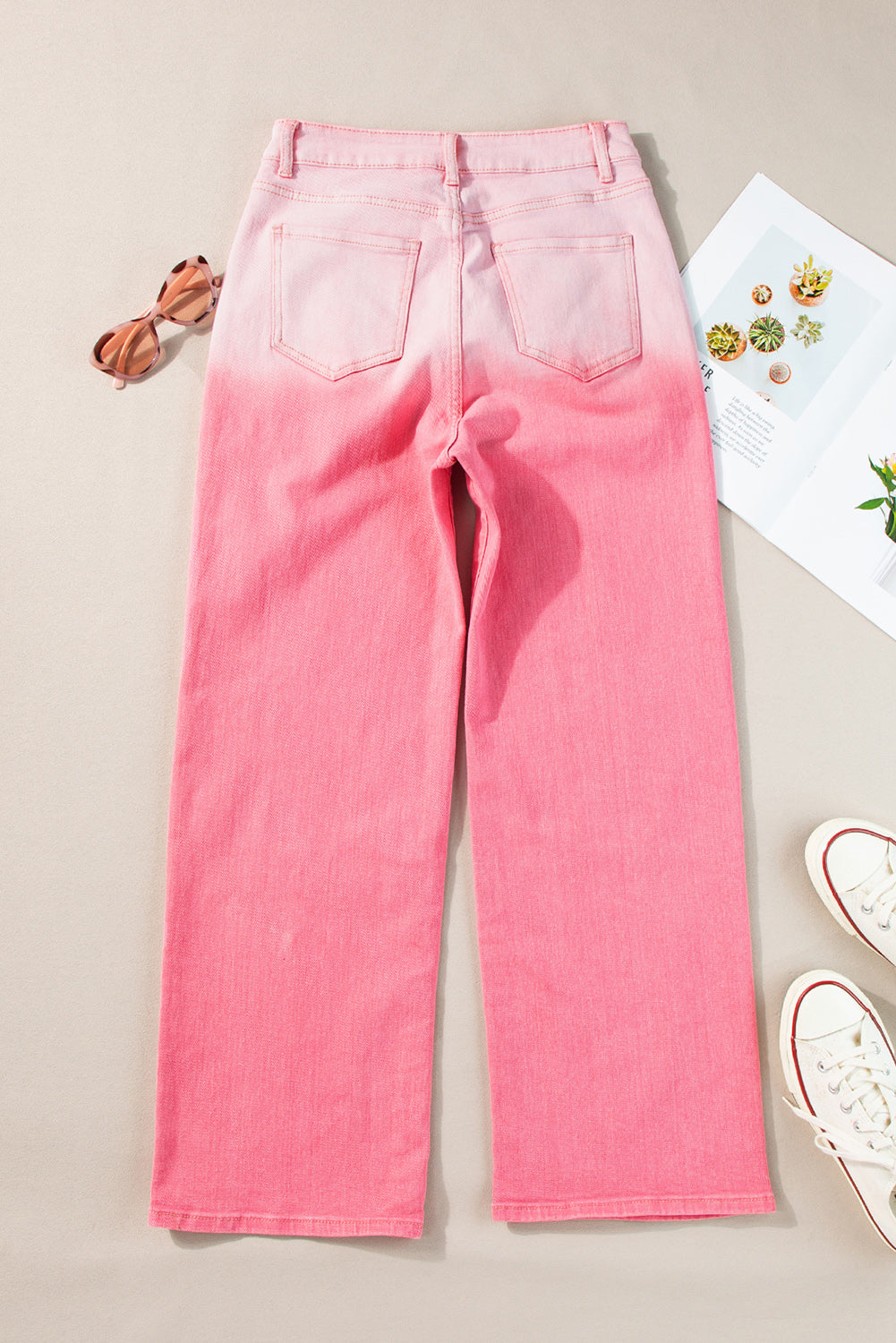 Rhinestone Gradient Straight Jeans - felvior