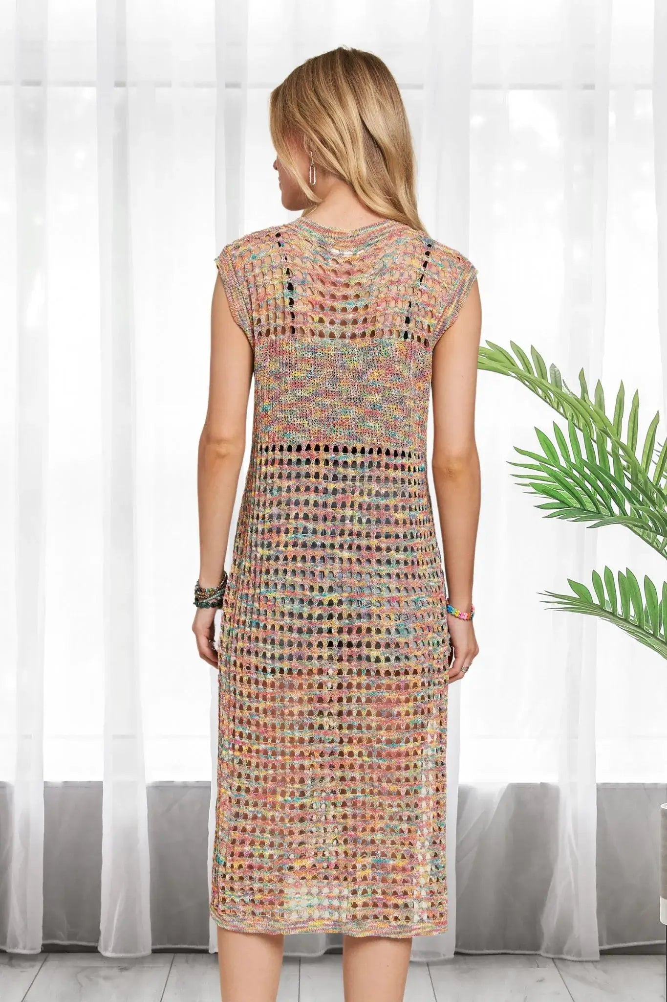 ADORA Multi Color Crochet Tunic Top