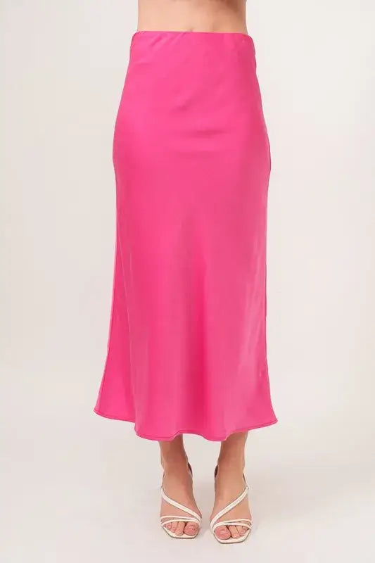 And The Why Solid Satin Midi Skirt
