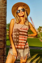 BiBi American Flag Print Knit Sleeveless Top