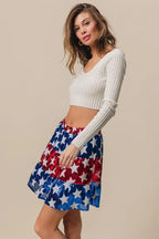 BiBi American Flag Theme Star Sequin Tiered Skirt