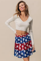 BiBi American Flag Theme Star Sequin Tiered Skirt
