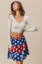 BiBi American Flag Theme Star Sequin Tiered Skirt
