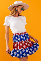 BiBi American Flag Theme Star Sequin Tiered Skirt
