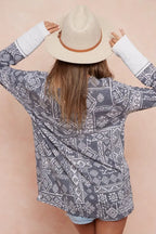 BiBi Aztec Print French Terry Top with Thumb Opening