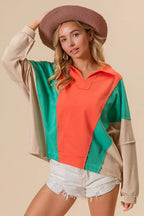 BiBi Colorblock Exposed Seam French Terry Sweatshirt
