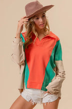 BiBi Colorblock Exposed Seam French Terry Sweatshirt
