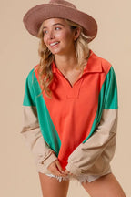 BiBi Colorblock Exposed Seam French Terry Sweatshirt