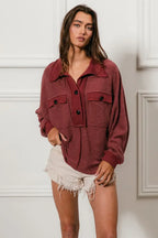 BiBi Cp French Terry Cut Edge Detail Collared Top