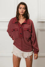 BiBi Cp French Terry Cut Edge Detail Collared Top