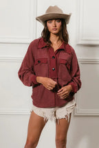 BiBi Cp French Terry Cut Edge Detail Collared Top