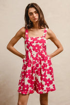 BiBi Floral Prints Tuck Detail Short Overall With Pockets