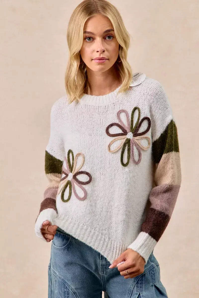 BiBi Flower Color Block Sweater Image principale du produit
