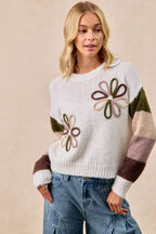 BiBi Flower Color Block Sweater