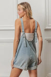 BiBi Folded Hem Vintage Washed Denim Overalls