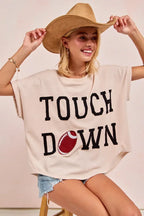 BiBi Game Day Touchdown Letter Patches Waffle Short Top