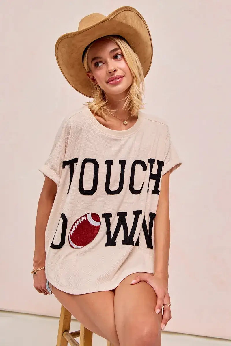 BiBi Game Day Touchdown Letter Patches Waffle Short Top