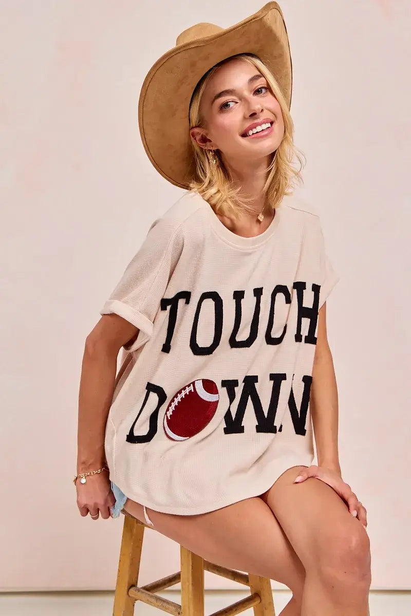 BiBi Game Day Touchdown Letter Patches Waffle Short Top
