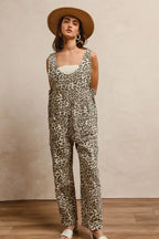 BiBi Leopard Print Adjustable Strap U Neck Jumpsuit