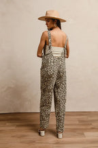 BiBi Leopard Print Adjustable Strap U Neck Jumpsuit