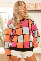 BiBi Multi Color Checker Pattern Sweater