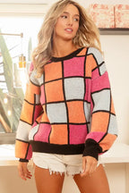 BiBi Multi Color Checker Pattern Sweater