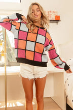 BiBi Multi Color Checker Pattern Sweater